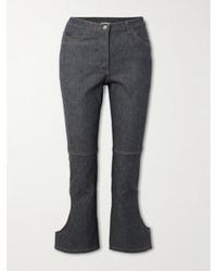 Courreges - Reversed Cropped Cutout High-Rise Flared Jeans - Lyst