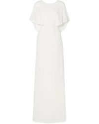 Halston Cape-effect Crepe De Chine Gown - White