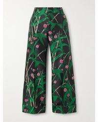 La DoubleJ - Hendrix Cropped Floral-Jacquard Crepe Wide-Leg Pants - Lyst