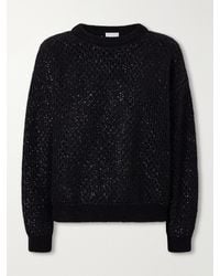 Brunello Cucinelli - Sequin-Embellished Open-Knit Mohair-Blend Sweater - Lyst