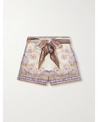 Zimmermann - Luna Scarf Belted Linen Shorts - Lyst