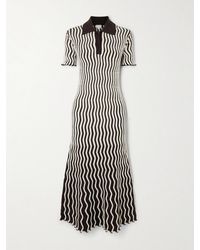 Bottega Veneta - Striped Ribbed Wool Midi Dress - Lyst
