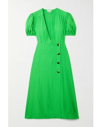 Ganni Ripstop Midi Dress - Green