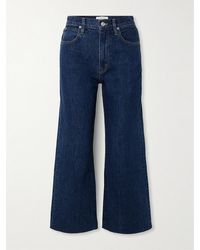SLVRLAKE Denim - Grace Cropped Frayed Mid-Rise Wide-Leg Jeans - Lyst