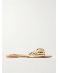 Jonathan Simkhai - Gigi Embellished Metallic Leather Slides - Lyst