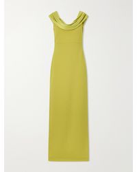 Solace London - Adele Draped Satin-Trimmed Crepe Maxi Dress - Lyst