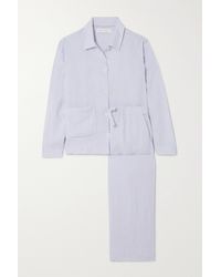 Desmond & Dempsey + Net Sustain Linen-gauze Pyjama Set - Purple