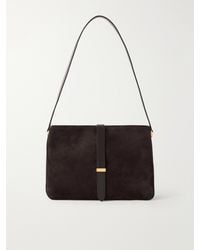 Nili Lotan - Jane Leather-Trimmed Suede Shoulder Bag - Lyst