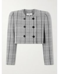 Chloé - Cropped Double-Breasted Checked Wool Jacket - Lyst