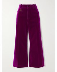 Chloé - Cropped Cotton-Velvet Bootcut Pants - Lyst