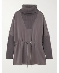 Varley - Suffolk Ribbed-Knit And Doublesoft Jersey Turtleneck Sweatshirt - Lyst