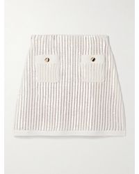 Self-Portrait - Sequined Crocheted Cotton And Cashmere-Blend Mini Skirt - Lyst