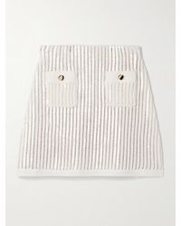 Self-Portrait - Sequined Crocheted Cotton And Cashmere-Blend Mini Skirt - Lyst