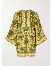 Johanna Ortiz - Wild Savannah Shell-Embellished Linen Mini Dress - Lyst