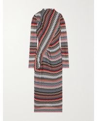 Missoni - Asymmetric Striped Cotton-Blend Crochet-Knit Midi Dress - Lyst