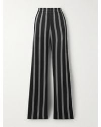 Anine Bing - Soto Hose Mit Weitem Bein Aus Gestreiftem Twill Aus Einer Seidenmischung - Lyst