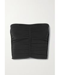 Alexander Wang Strapless Cropped Ruched Stretch-jersey Top - Black