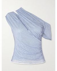 Self-Portrait - One-Shoulder Asymmetric Crystal-Embellished Mesh Top - Lyst