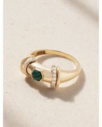 L'Atelier Nawbar - Warrior Hex Ring Aus 18 Karat Mit Rhodiumauflage, Malachit Und Diamanten - Lyst