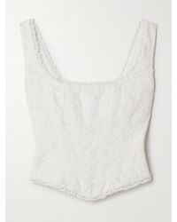 LoveShackFancy - Lorelai Cropped Crochet-Trimmed Corded Lace Bustier Top - Lyst
