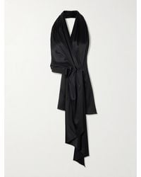 Heirlome - Barbara Gathered Draped Silk-Satin Halterneck Blouse - Lyst
