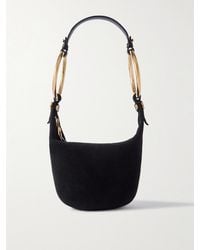 Chloé - Bracelet Embellished Leather-Trimmed Suede Shoulder Bag - Lyst
