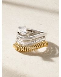 Rainbow K - Bague En Or Blanc Et Jaune 14 Carats (585/1000) Et Diamants Versus - Lyst