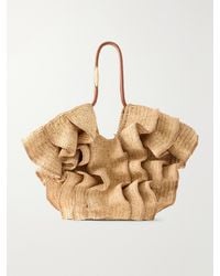 Zimmermann - Goldentime Ruffle-Detail Medium Raffia Tote - Lyst