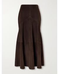 Nour Hammour - Garnier Paneled Suede Midi Skirt - Lyst