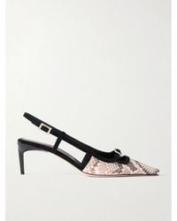 Roger Vivier - Snake-Effect 55 Leather Slingback Pumps - Lyst