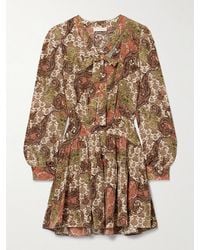 Ulla Johnson - Maris Minikleid Aus Crêpe De Chine Aus Seide Mit Paisley-Muster Und Falten - Lyst