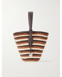 Liffner - Leather-Trimmed Striped Sisal Tote - Lyst