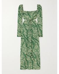 Agua Bendita - Cuarzo Astro Esmeralda Cutout Floral-Print Twill Maxi Dress - Lyst