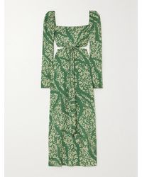 Agua Bendita - Cuarzo Astro Esmeralda Cutout Floral-Print Twill Maxi Dress - Lyst