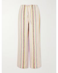STAUD - Mateo Striped Linen Wide-Leg Pants - Lyst