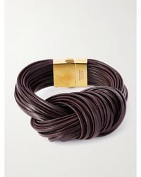 Bottega Veneta - Knot-Plated And Leather Bracelet - Lyst