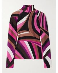 PUCCI - Printed Stretch-Jersey Turtleneck Top - Lyst