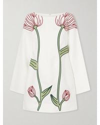 FARM Rio - Flower Embroidered Linen Mini Dress - Lyst