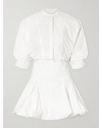 Jonathan Simkhai - Effie Bubble Pleated Cotton-Blend Poplin Mini Dress - Lyst