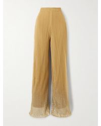 ‎Dima Ayad - Metallic Plissé Tulle Wide-Leg Pants - Lyst