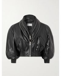 Givenchy - Cropped Layered Leather Bomber Jacket - Lyst