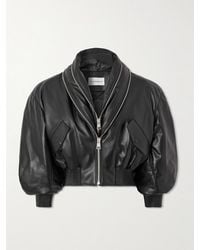 Givenchy - Cropped Layered Leather Bomber Jacket - Lyst