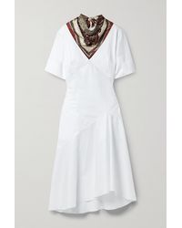 Rosie Assoulin By Any Other Name Paisley-print Silk Twill-trimmed Cotton-poplin Midi Dress - White