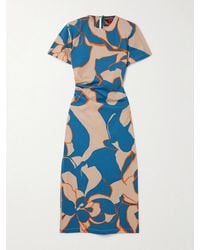 La DoubleJ - Mother Lela Ruched Printed Cotton-Blend Jersey Midi Dress - Lyst