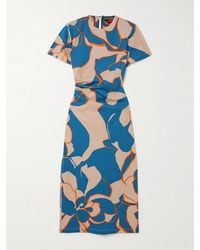 La DoubleJ - Robe Midi En Jersey De Coton Mélangé Imprimé À Fronces Lela X Mother - Lyst