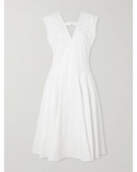 Proenza Schouler - Manoela Ruched Paneled Cotton-Blend Poplin Midi Dress - Lyst