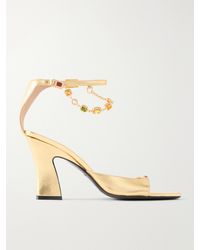 NODALETO - Nodstalgia Gemma 90 Crystal-Embellished Metallic-Leather Sandals - Lyst