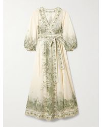 Zimmermann - Wanderlust Belted Printed Cotton-Voile Wrap Midi Dress - Lyst