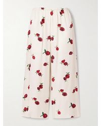 KHAITE - Mindy Hose Mit Weitem Bein Aus- Bedrucktem Twill - Lyst