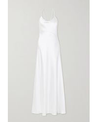 Galvan London Spetses Open-back Silk-satin Gown - White
